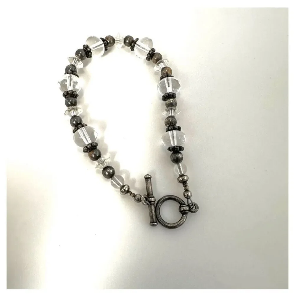 Sterling silver clear Crystal beaded bracelet